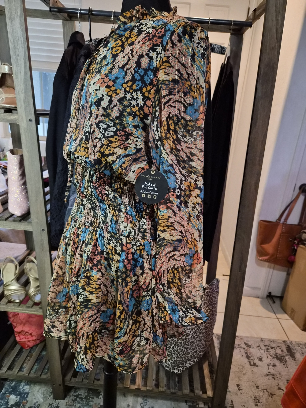Jolie & Joy, Floral Long-Sleeved Mini Dress #0071 - Picture 7 of 13